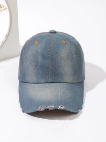 Ripped Baseball Cap - Blue - View 3