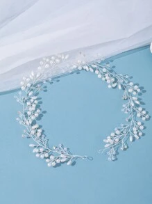 Pearl Embellished Bridal Headband Is Elegant; Romantic Bridal Accessory - Silver - View 2