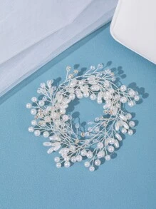 Pearl Embellished Bridal Headband Is Elegant; Romantic Bridal Accessory - Silver - View 5