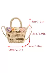 Túi đeo chéo Nữ Đôi tay cầm Giải trí Kỳ nghỉ - Màu be - Xem 3