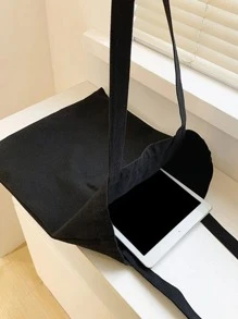 Girls Large Shoulder & Tote Bag Floral Pattern Square Bag - Black - View 5