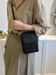 Minimalist Square Bag Flap Mini Phone Pouch Black Mother's Day Gift For Mom Lightweight Fashion White-Collar Workers College Work Business Commute Office For Anniversary For Birthday Gift On Valentine Day Side Bag Phone Purse - Black - View 5