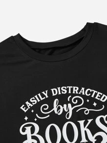 SHEIN Unity Plus Letter Graphic Tee - Black - View 4