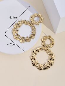 Pendientes largos con textura de metal - Amarillo Oro - Ver 3