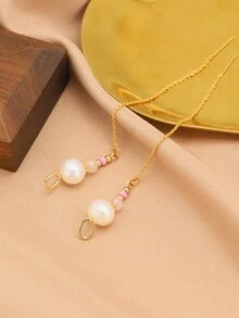 Faux Pearl Decor Drop Earrings - Multicolor - View 1