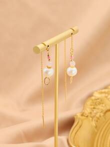 Faux Pearl Decor Drop Earrings - Multicolor - View 3