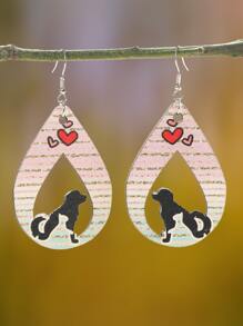 Pendientes con gota de agua con patrón de perro - Multicolor - Ver 1