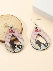 Pendientes con gota de agua con patrón de perro - Multicolor - Ver 2