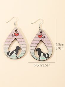 Pendientes con gota de agua con patrón de perro - Multicolor - Ver 3