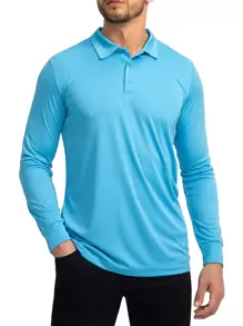 男士素色POLO衫 - 薄荷藍 - 查看 1