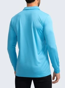 男士素色POLO衫 - 薄荷藍 - 查看 2