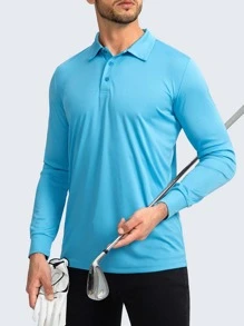 男士素色POLO衫 - 薄荷藍 - 查看 3