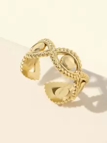 Eye Decor Cuff Ring - Yellow Gold - View 1