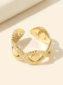 Eye Decor Cuff Ring - Yellow Gold - View 2