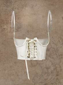 ROMWE Fairycore Lace-up Front Harness Belt - White - View 1