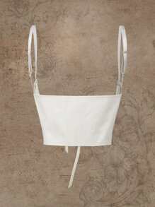 ROMWE Fairycore Lace-up Front Harness Belt - White - View 2