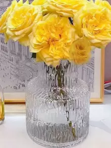 1 pièce Vase en verre à motif glaciaire transparent, vase à fleurs Ins, vase en verre vintage en gros pour fleurs fraîches, bambou chanceux hydroponique, vase en verre de style nordique. Convient pour la ferme, le salon, la salle à manger, le dessus de table, la bibliothèque, la décoration de centre de table, la décoration d'intérieur, le vase, le centre de table, la décoration de table, chef-d'œuvre de décoration d'intérieur, vase en verre transparent, vase à fleurs de décoration d'intérieur, décoration de chambre, décoration de table de salle à manger.
