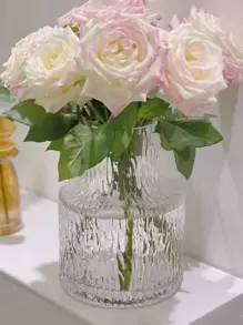 1 pièce Vase en verre à motif glaciaire transparent, vase à fleurs Ins, vase en verre vintage en gros pour fleurs fraîches, bambou chanceux hydroponique, vase en verre de style nordique. Convient pour la ferme, le salon, la salle à manger, le dessus de table, la bibliothèque, la décoration de centre de table, la décoration d'intérieur, le vase, le centre de table, la décoration de table, chef-d'œuvre de décoration d'intérieur, vase en verre transparent, vase à fleurs de décoration d'intérieur, décoration de chambre, décoration de table de salle à manger.