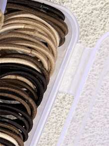 66pcs Girls' Brown Mini Hair Tie + Claw Clip + Knot Bow Scrunchies Set (Random Color) - Multicolor - View 4