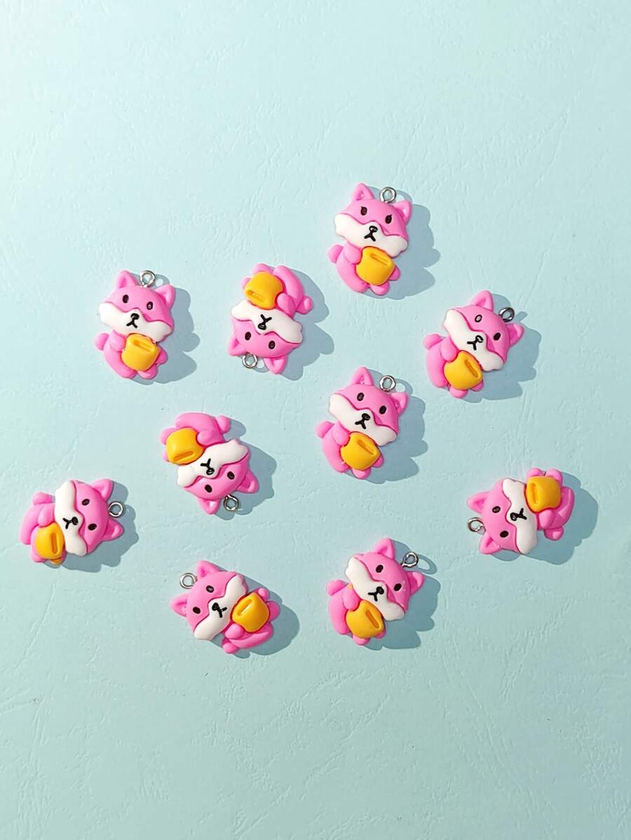 10pcs/set Cartoon Fox DIY Pendant - Multicolor - View 1