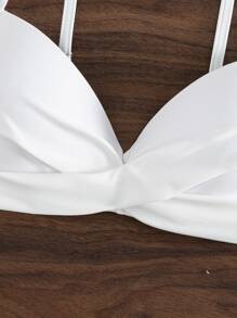 SHEIN Swim Criss Cross Front Push Up Bikini Top,Summer Beach - White - View 3
