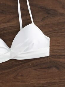 SHEIN Swim Criss Cross Front Push Up Bikini Top,Summer Beach - White - View 4