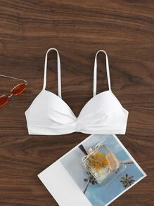 SHEIN Swim Criss Cross Front Push Up Bikini Top,Summer Beach - White - View 5