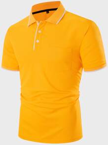 Manfinity Homme Men Contrast Trim Polo Shirt - Yellow - View 1