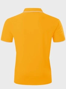 Manfinity Homme Men Contrast Trim Polo Shirt - Yellow - View 2