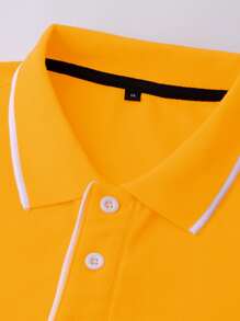 Manfinity Homme Men Contrast Trim Polo Shirt - Yellow - View 4