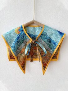 Landscape Print Dickey Collar - Multicolor - View 1