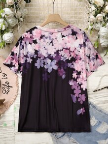 SHEIN LUNE Camiseta con estampado floral - Multicolor - Ver 2