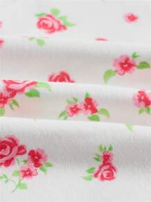 ROMWE Kawaii In hoa Ditsy Ren Mộc nhĩ Áo thun - Hồng - Xem 3