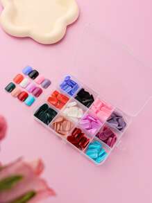 Transform Your Nails with 1box Short Square Multi-Color Solid Color Plain Fake Nail - Multicolor - View 1