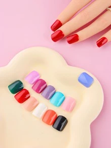 Transform Your Nails with 1box Short Square Multi-Color Solid Color Plain Fake Nail - Multicolor - View 2