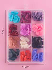 Transform Your Nails with 1box Short Square Multi-Color Solid Color Plain Fake Nail - Multicolor - View 3