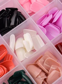 Transform Your Nails with 1box Short Square Multi-Color Solid Color Plain Fake Nail - Multicolor - View 4