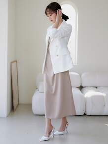 DAZY Draped Collar Cami Dress - Beige - View 18