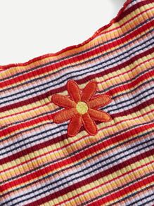 SHEIN MOD Striped Print Lettuce Trim Cami Top - Multicolor - View 3