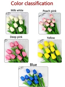 1入組PU人造花浪漫多用途人造鬱金香、派對、婚禮裝飾 - 粉色 - 查看 4