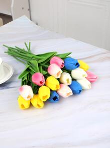 1入組PU人造花浪漫多用途人造鬱金香、派對、婚禮裝飾 - 粉色 - 查看 7