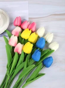 1入組PU人造花浪漫多用途人造鬱金香、派對、婚禮裝飾 - 粉色 - 查看 6