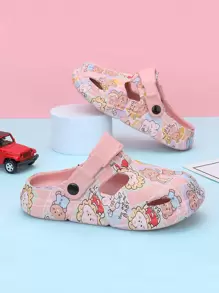 女孩卡通圖案鏤空時尚戶外洞洞鞋 - 粉色 - 查看 1