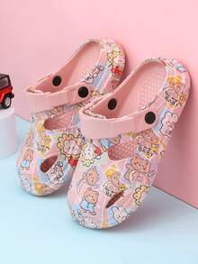 女孩卡通圖案鏤空時尚戶外洞洞鞋 - 粉色 - 查看 2