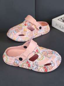 女孩卡通圖案鏤空時尚戶外洞洞鞋 - 粉色 - 查看 3