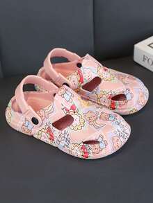 女孩卡通圖案鏤空時尚戶外洞洞鞋 - 粉色 - 查看 4