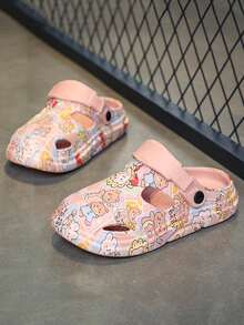 女孩卡通圖案鏤空時尚戶外洞洞鞋 - 粉色 - 查看 5