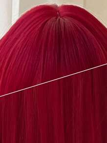 Tóc giả tổng hợp dài thẳng có tóc mái - Màu Đỏ Sâu - Xem 8