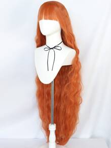超長卷角色扮演合成假髮帶劉海 - 橘色 - 查看 4