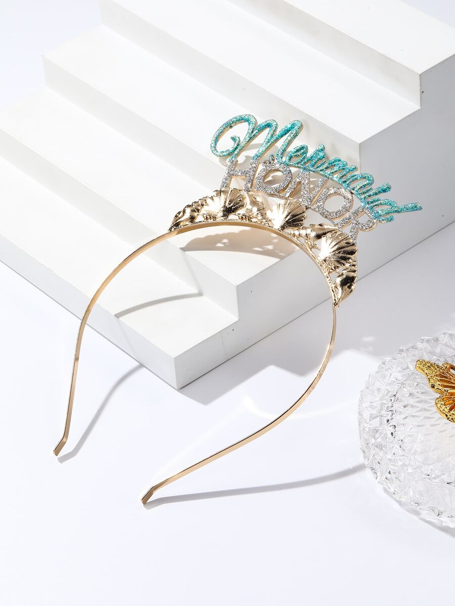 Letter Decor Headband - Gold - View 1